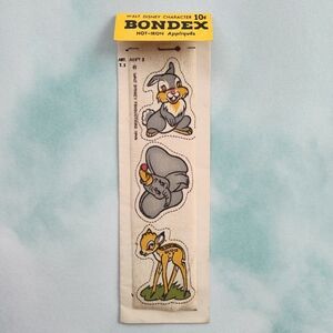 Vintage Disney 1946 Iron-on Patches Bambi Dumbo Thumper Appliques